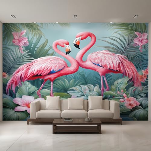 Generisch Tapete Flamingo, Fototapete Tropische Dschungel Blumen, Vliestapete für Schlafzimmer Wohnzimmer, Wand Deko Tapeten, Wandverkleidung 500x350 cm D&O56 Generisch Tapete Flamingo, Fototapete Tropische Dschungel Blumen, Vliestapete für Schlafzimmer Wohnzimmer, Wand Deko Tapeten, Wandverkleidung 500x350 cm D&O56 von Generisch