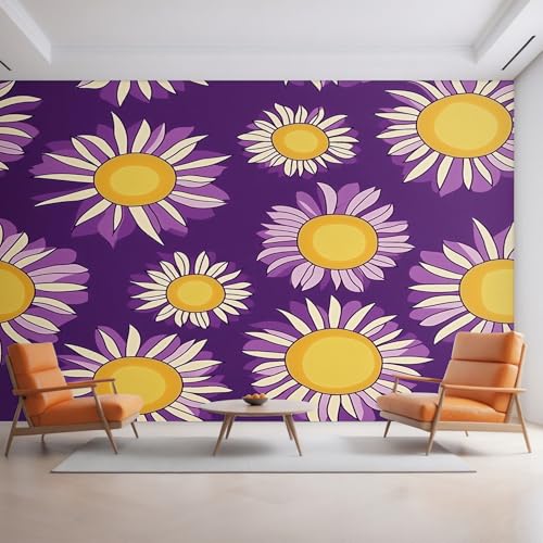 Generisch Tapete Gänseblümchen, Fototapete Blumen Gelb Lila, Vliestapete für Schlafzimmer Wohnzimmer, Wand Deko Tapeten, Wandverkleidung 396x280 cm D&O76 Generisch Tapete Gänseblümchen, Fototapete Blumen Gelb Lila, Vliestapete für Schlafzimmer Wohnzimmer, Wand Deko Tapeten, Wandverkleidung 396x280 cm D&O76 von Generisch