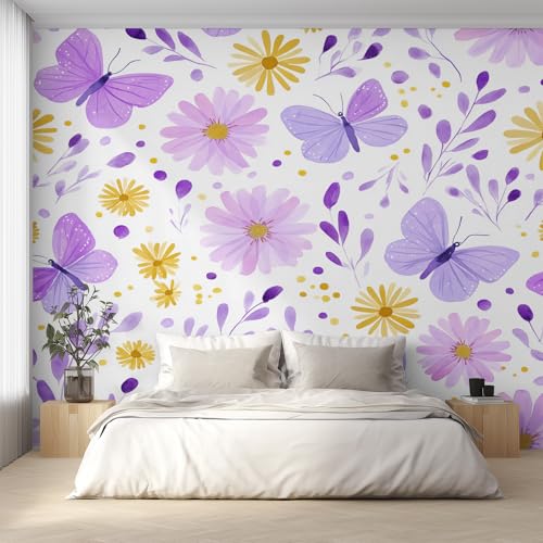 Generisch Tapete Gänseblümchen, Fototapete Lila Schmetterling Pflanze, Vliestapete für Schlafzimmer Wohnzimmer, Wand Deko Tapeten, Wandverkleidung 500x350 cm D&O75 Generisch Tapete Gänseblümchen, Fototapete Lila Schmetterling Pflanze, Vliestapete für Schlafzimmer Wohnzimmer, Wand Deko Tapeten, Wandverkleidung 500x350 cm D&O75 von Generisch