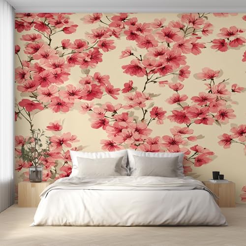 Generisch Tapete Kirschblüten, Fototapete Rosa Blumen Japanisch, Vliestapete für Schlafzimmer Wohnzimmer, Wand Deko Tapeten, Wandverkleidung 450x315 cm D&O70 Generisch Tapete Kirschblüten, Fototapete Rosa Blumen Japanisch, Vliestapete für Schlafzimmer Wohnzimmer, Wand Deko Tapeten, Wandverkleidung 450x315 cm D&O70 von Generisch