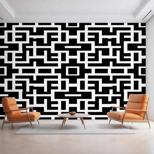 Generisch Tapete Labyrinth, Fototapete Geometrisch Schwarz Weiß, Vliestapete für Schlafzimmer Wohnzimmer, Wand Deko Tapeten, Wandverkleidung 350x256 cm D&O64 Generisch Tapete Labyrinth, Fototapete Geometrisch Schwarz Weiß, Vliestapete für Schlafzimmer Wohnzimmer, Wand Deko Tapeten, Wandverkleidung 350x256 cm D&O64 von Generisch