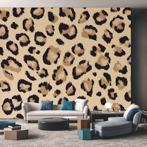Generisch Tapete Leopardenmuster, Fototapete Tiertextur, Vliestapete für Schlafzimmer Wohnzimmer, Wand Deko Tapeten, Wandverkleidung 200x140 cm D&O25 von Generisch