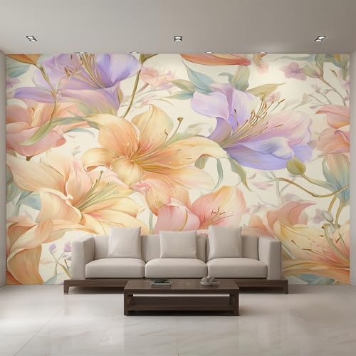 Generisch Tapete Lilie, Fototapete Blumen Rosa Gelb Lila, Vliestapete für Schlafzimmer Wohnzimmer, Wand Deko Tapeten, Wandverkleidung 300x210 cm D&O67 Generisch Tapete Lilie, Fototapete Blumen Rosa Gelb Lila, Vliestapete für Schlafzimmer Wohnzimmer, Wand Deko Tapeten, Wandverkleidung 300x210 cm D&O67 von Generisch