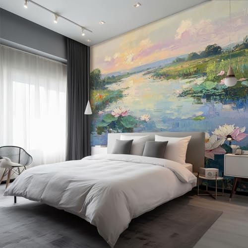 Generisch Tapete Lotus Teich, Fototapete Natur Ölgemälde, Vliestapete für Schlafzimmer Wohnzimmer Kinderzimmer, Tapeten Moderne Wandtapete, Wandverkleidung 150x105 cm D&O10 Generisch Tapete Lotus Teich, Fototapete Natur Ölgemälde, Vliestapete für Schlafzimmer Wohnzimmer Kinderzimmer, Tapeten Moderne Wandtapete, Wandverkleidung 150x105 cm D&O10 von Generisch
