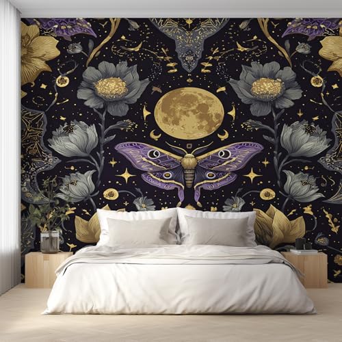 Generisch Tapete Motte, Fototapete Vintage Blumen Mond, Vliestapete für Schlafzimmer Wohnzimmer, Wand Deko Tapeten, Wandverkleidung 350x256 cm D&O79 Generisch Tapete Motte, Fototapete Vintage Blumen Mond, Vliestapete für Schlafzimmer Wohnzimmer, Wand Deko Tapeten, Wandverkleidung 350x256 cm D&O79 von Generisch