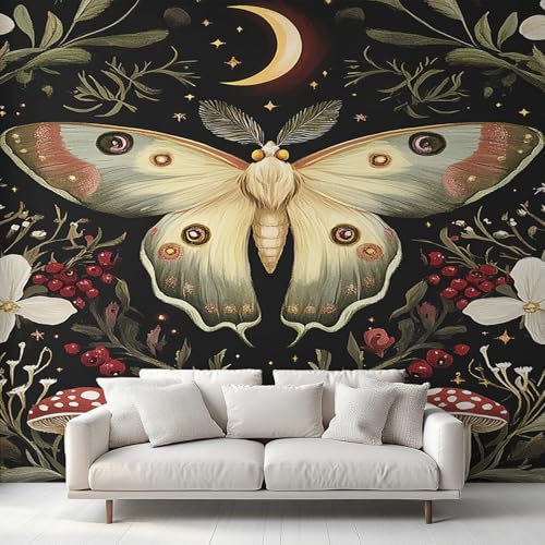 Generisch Tapete Motte Fototapete Schlafzimmer Vliestapete Tapete Gothic Mond Vintage Blume Wallpaper Wandtapete Mustertapete Tapeten Wohnzimmer, 500 x 350 cm 1&XF Generisch Tapete Motte Fototapete Schlafzimmer Vliestapete Tapete Gothic Mond Vintage Blume Wallpaper Wandtapete Mustertapete Tapeten Wohnzimmer, 500 x 350 cm 1&XF von Generisch