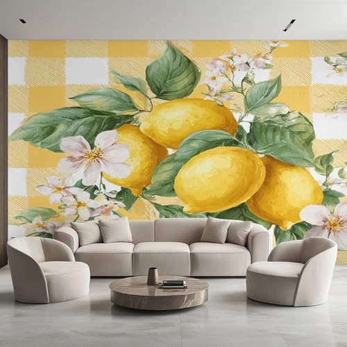 Generisch Tapete Obst, Fototapete Zitrone Rosa Blumen, Vliestapete für Schlafzimmer Wohnzimmer, Wand Deko Tapeten, Wandverkleidung 350x256 cm D&O65 Generisch Tapete Obst, Fototapete Zitrone Rosa Blumen, Vliestapete für Schlafzimmer Wohnzimmer, Wand Deko Tapeten, Wandverkleidung 350x256 cm D&O65 von Generisch