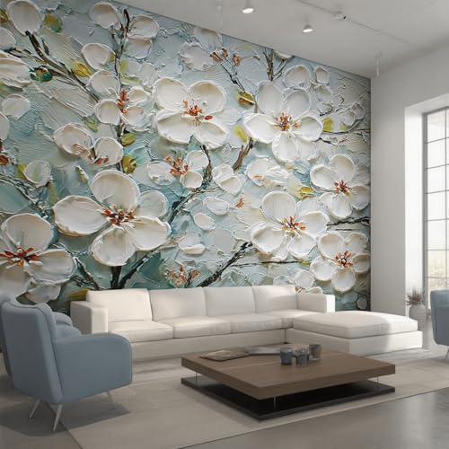 Generisch Tapete Relief Blumen Wohnzimmer Schlafzimmer, Fototapete Ölgemälde Weiße Blume Wand Deko, Wallpaper, Wandtapete, Mustertapete, Vliestapete, 368 x 254 cm C0&RRD Generisch Tapete Relief Blumen Wohnzimmer Schlafzimmer, Fototapete Ölgemälde Weiße Blume Wand Deko, Wallpaper, Wandtapete, Mustertapete, Vliestapete, 368 x 254 cm C0&RRD von Generisch