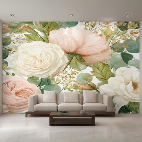 Generisch Tapete Rose, Fototapete Blumen Weiß Rosa Pflanze, Vliestapete für Schlafzimmer Wohnzimmer, Wand Deko Tapeten, Wandverkleidung 366x254 cm D&O67 Generisch Tapete Rose, Fototapete Blumen Weiß Rosa Pflanze, Vliestapete für Schlafzimmer Wohnzimmer, Wand Deko Tapeten, Wandverkleidung 366x254 cm D&O67 von Generisch