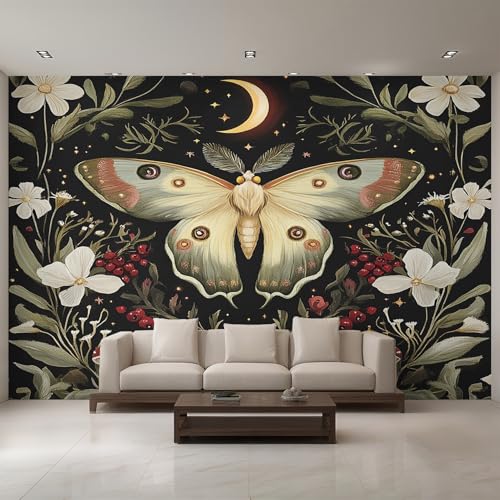 Generisch Tapete Schmetterling, Fototapete Motte Mond Pflanze, Vliestapete für Schlafzimmer Wohnzimmer, Wand Deko Tapeten, Wandverkleidung 396x280 cm D&O56 Generisch Tapete Schmetterling, Fototapete Motte Mond Pflanze, Vliestapete für Schlafzimmer Wohnzimmer, Wand Deko Tapeten, Wandverkleidung 396x280 cm D&O56 von Generisch