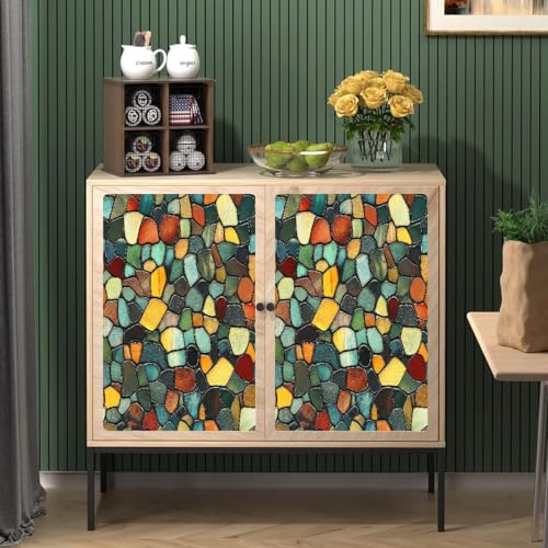 Generisch Tapete Selbstklebende Moderner Stil Matt Wasserdicht Möbelaufkleber Bunte Unregelmäßige Glasbausteine Dekorfolie Nahtlose Wandpapier 45x300CM Wanddeko Wandtapete für Schlafzimmer Wohnzimmer von Generisch