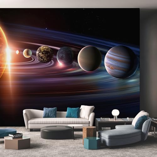 Generisch Tapete Sonnensystem, Fototapete Universum Planet, Vliestapete für Schlafzimmer Wohnzimmer, Wand Deko Tapeten, Wandverkleidung 200x140 cm D&O13 von Generisch