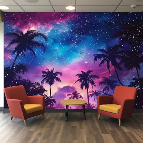 Generisch Tapete Sternenhimmel - Fototapete Weltraum Galaxie Tropische Kokos Palmen Muster - Wohnzimmer Schlafzimmer Deko - Wandtapete - Wanddeko - Motivtapeten - 500x280 H35 Generisch Tapete Sternenhimmel - Fototapete Weltraum Galaxie Tropische Kokos Palmen Muster - Wohnzimmer Schlafzimmer Deko - Wandtapete - Wanddeko - Motivtapeten - 500x280 H35 von Generisch