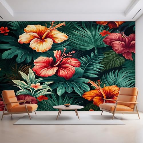 Generisch Tapete Tropische Blumen, Fototapete Hibiskus Blüte Pflanze, Vliestapete für Schlafzimmer Wohnzimmer, Wand Deko Tapeten, Wandverkleidung 396x280 cm D&O76 Generisch Tapete Tropische Blumen, Fototapete Hibiskus Blüte Pflanze, Vliestapete für Schlafzimmer Wohnzimmer, Wand Deko Tapeten, Wandverkleidung 396x280 cm D&O76 von Generisch