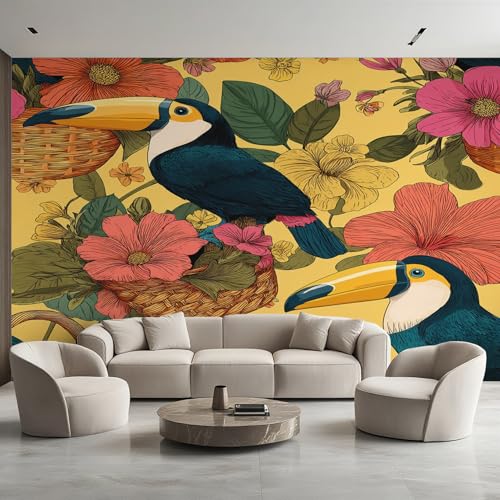 Generisch Tapete Tukan, Fototapete Vogel Tropische Blumen, Vliestapete für Schlafzimmer Wohnzimmer, Wand Deko Tapeten, Wandverkleidung 366x254 cm D&O71 Generisch Tapete Tukan, Fototapete Vogel Tropische Blumen, Vliestapete für Schlafzimmer Wohnzimmer, Wand Deko Tapeten, Wandverkleidung 366x254 cm D&O71 von Generisch