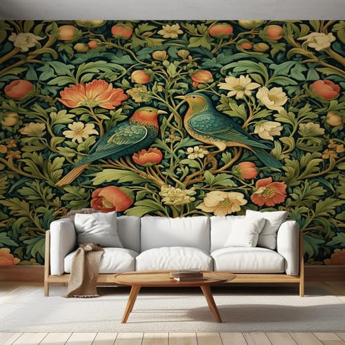 Generisch Tapete Vintage Blume Wohnzimmer Schlafzimmer, Fototapete Floral Vogel Wand Deko, Wallpaper, Wandtapete, Mustertapete, Vliestapete, 450 x 315 cm &ZC1 Generisch Tapete Vintage Blume Wohnzimmer Schlafzimmer, Fototapete Floral Vogel Wand Deko, Wallpaper, Wandtapete, Mustertapete, Vliestapete, 450 x 315 cm &ZC1 von Generisch