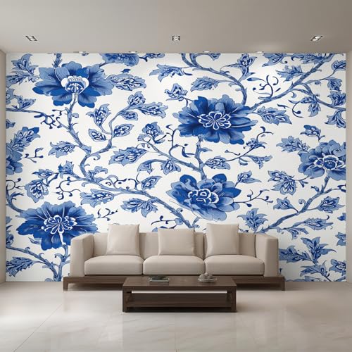 Generisch Tapete Vintage Blumen, Fototapete Blau-Weißes Porzellan, Vliestapete für Schlafzimmer Wohnzimmer, Wand Deko Tapeten, Wandverkleidung 396x280 cm D&O68 Generisch Tapete Vintage Blumen, Fototapete Blau-Weißes Porzellan, Vliestapete für Schlafzimmer Wohnzimmer, Wand Deko Tapeten, Wandverkleidung 396x280 cm D&O68 von Generisch