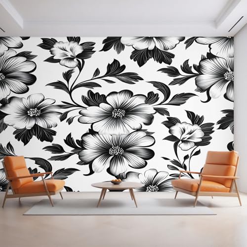 Generisch Tapete Vintage Blumen, Fototapete Blumen Schwarz Weiße, Vliestapete für Schlafzimmer Wohnzimmer, Wand Deko Tapeten, Wandverkleidung 500x350 cm D&O72 Generisch Tapete Vintage Blumen, Fototapete Blumen Schwarz Weiße, Vliestapete für Schlafzimmer Wohnzimmer, Wand Deko Tapeten, Wandverkleidung 500x350 cm D&O72 von Generisch
