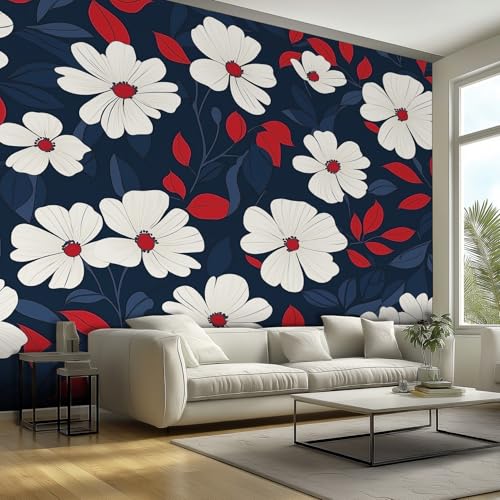 Generisch Tapete Weiß Blumen - Fototapete Rot Blätter Pflanzen Blüte Muster - Wohnzimmer Schlafzimmer Deko - Wandtapete - Wanddeko - Motivtapeten - 300x210 H285 Generisch Tapete Weiß Blumen - Fototapete Rot Blätter Pflanzen Blüte Muster - Wohnzimmer Schlafzimmer Deko - Wandtapete - Wanddeko - Motivtapeten - 300x210 H285 von Generisch