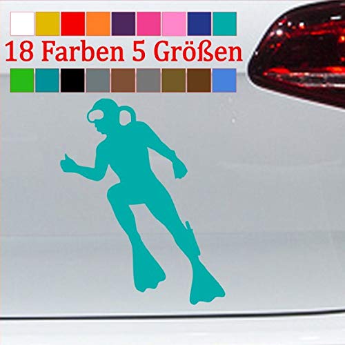 Generisch Taucher Aufkleber Sticker Kleber Meer unter Wasser Diver Schwimmen Fisch 54-Türkis 25x20cm von Generisch