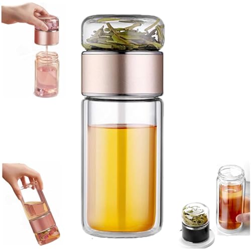 Generisch Tea Infuser Bottle,Tea and Water Separation Cup,Double Layer Borosilicate Leakage Proof Glass Water Travel Mug with Stainless Steel Filter and Lid,Tea Flood Cup for Loose Leaf Tea Generisch Tea Infuser Bottle,Tea and Water Separation Cup,Double Layer Borosilicate Leakage Proof Glass Water Travel Mug with Stainless Steel Filter and Lid,Tea Flood Cup for Loose Leaf Tea von Generisch