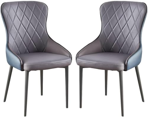 Generisch Tech Cloth Esszimmerstühle, 2er-Set, Moderne Stahl-Metallbeine(Gray+Dark Blue) von Generisch