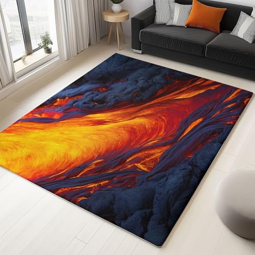 Generisch Teppich 80 x 150 cm rutschfest Waschbar Kurzflor Teppich, Fantasie Natur Fließende Lava fussmatte für Schlafzimmer Kinderzimmer Wohnzimmer Büro Orange robuster Läufer Generisch Teppich 80 x 150 cm rutschfest Waschbar Kurzflor Teppich, Fantasie Natur Fließende Lava fussmatte für Schlafzimmer Kinderzimmer Wohnzimmer Büro Orange robuster Läufer von Generisch