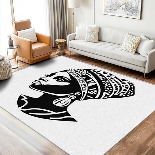 Generisch Teppich Afrika Mädchen Wohnzimmer 120x170 Waschbar, Stamm Landhausstil Afrikanische Frauen Muster Teppiche Gegend Schlafzimmer Deko Wohnaccessoires, Kurzflor, Weich, rutschfest Generisch Teppich Afrika Mädchen Wohnzimmer 120x170 Waschbar, Stamm Landhausstil Afrikanische Frauen Muster Teppiche Gegend Schlafzimmer Deko Wohnaccessoires, Kurzflor, Weich, rutschfest von Generisch