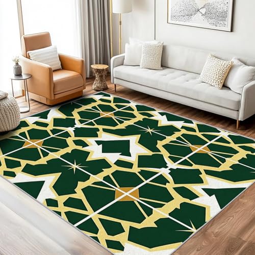 Generisch Teppich Azteken Abstrakt Wohnzimmer 200x300 Waschbar, Afrika Landhausstil Abstrakt Muster Teppiche Gegend Schlafzimmer Deko & Wohnaccessoires, Kurzflor, Weich, rutschfest von Generisch