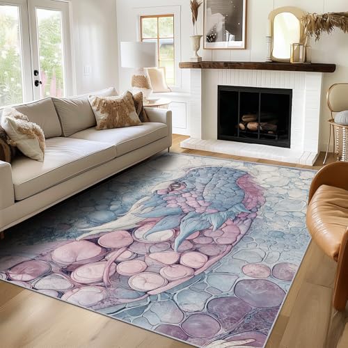 Generisch Teppich Drache Abstrakt, 160x230, Wohnzimmer Schlafzimmer, Fantasie Drache Motiv Design Zimmer Deko, Waschbar, rutschfest, Kurzflor, Weich von Generisch