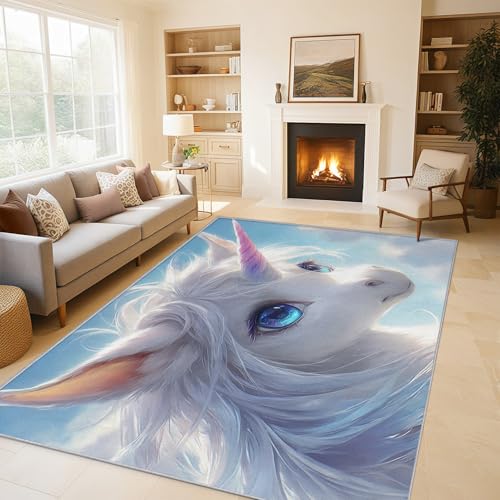 Generisch Teppich Fantasie Einhorn Wohnzimmerteppich 160x230 cm, Niedliche Tiere Mädchen Deko für Schlafzimmer, Waschbarer, Weicher, Rutschfester Großer Teppich C&J41 Generisch Teppich Fantasie Einhorn Wohnzimmerteppich 160x230 cm, Niedliche Tiere Mädchen Deko für Schlafzimmer, Waschbarer, Weicher, Rutschfester Großer Teppich C&J41 von Generisch