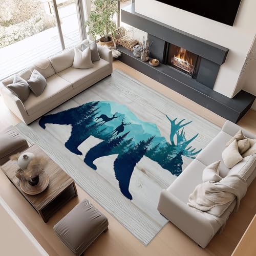 Generisch Teppich Fantasie Tier Bär Elch Kiefernwald für Teenager Mädchen Kurzflor Teppiche, Schlafzimmer Wohnzimmer Innenmatte - Waschbar Grau rutschfeste Matte 80x150 cm Krabbelmatte für Kinder Generisch Teppich Fantasie Tier Bär Elch Kiefernwald für Teenager Mädchen Kurzflor Teppiche, Schlafzimmer Wohnzimmer Innenmatte - Waschbar Grau rutschfeste Matte 80x150 cm Krabbelmatte für Kinder von Generisch