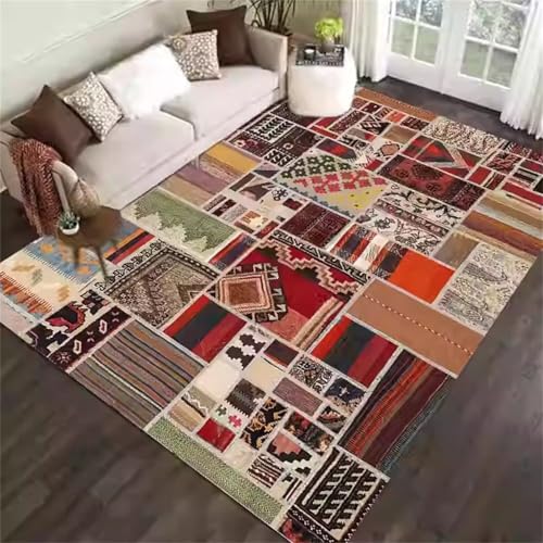 Generisch Teppich Flur Roter Druck Design Schlafzimmer nach Hause Nicht verblassen Rutschmatte rot Wohnzimmerteppich Antirutsch 140X200CM von Generisch