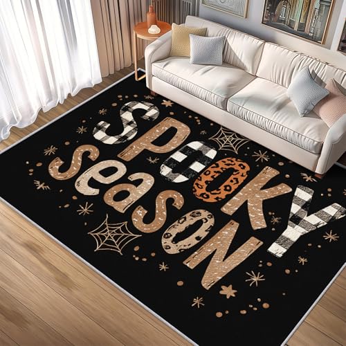 Generisch Teppich Gruselig Jahreszeit, 60x90, Klein Fußmatte Eingangsbereich, Halloween Motiv Design Zimmer Deko, Waschbar, rutschfest, Kurzflor, Weich A2214 von Generisch