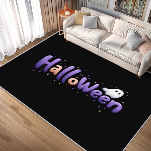 Generisch Teppich Halloween, 60x90, Klein Fußmatte Eingangsbereich, Geist Motiv Design Zimmer Deko, Waschbar, rutschfest, Kurzflor, Weich A2313 von Generisch