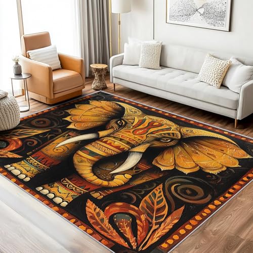Generisch Teppich Klein Afrikanisch Elefant Eingangsbereich Innen 60x90 Waschbar, Indisch Stammes Afrikanisch Tier Ethnisch Fußmatte Eingang Schlafzimmer Deko & Wohnaccessoires, Kurzflor, Weich Generisch Teppich Klein Afrikanisch Elefant Eingangsbereich Innen 60x90 Waschbar, Indisch Stammes Afrikanisch Tier Ethnisch Fußmatte Eingang Schlafzimmer Deko & Wohnaccessoires, Kurzflor, Weich von Generisch