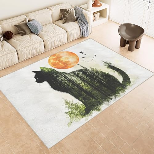 Generisch Teppich Kurzflor 140x200 cm Muster Katze Mond Wald 3D Druck Teppiche Gegend Maschinenwaschbarer Rutschfester Carpet Aus Kaschmirimitatwarm Und Bequem Wohnzimmer Kinderzimmer Arbeitsbereich Generisch Teppich Kurzflor 140x200 cm Muster Katze Mond Wald 3D Druck Teppiche Gegend Maschinenwaschbarer Rutschfester Carpet Aus Kaschmirimitatwarm Und Bequem Wohnzimmer Kinderzimmer Arbeitsbereich von Generisch