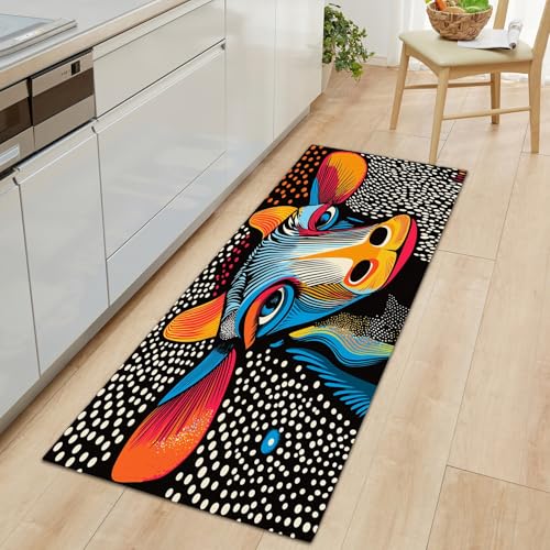 Generisch Teppich Läufer 70 x 200 cm, Abstrakte Wellenpunktgiraffe Teppichläufer Flur rutschfest Waschbar Küchenläufer, Bunt Küchenteppich Läufer für Eingang Flur Küche Schlafzimmer Wohnzimmer von Generisch