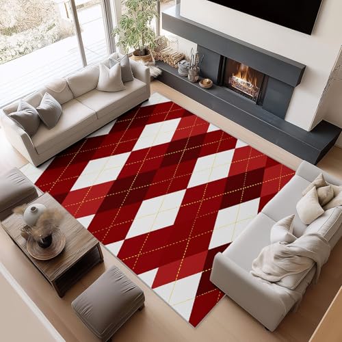 Generisch Teppich Modern Abstrakt Rautenstreifen für Teenager Mädchen Kurzflor Teppiche, Schlafzimmer Wohnzimmer Innenmatte - Waschbar Rot Weiß rutschfeste Matte 160x230 cm Krabbelmatte für Kinder Generisch Teppich Modern Abstrakt Rautenstreifen für Teenager Mädchen Kurzflor Teppiche, Schlafzimmer Wohnzimmer Innenmatte - Waschbar Rot Weiß rutschfeste Matte 160x230 cm Krabbelmatte für Kinder von Generisch