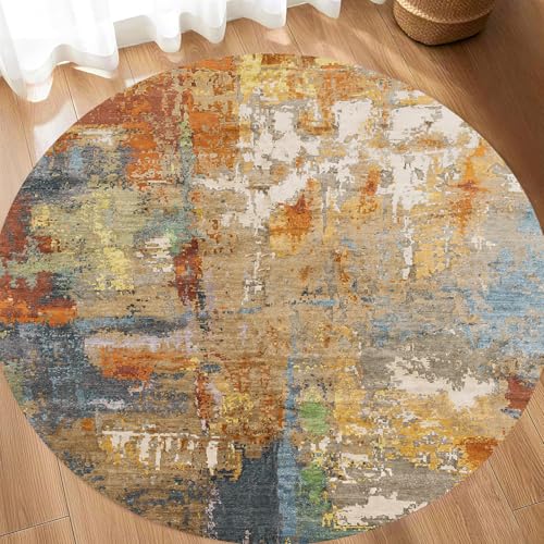 Generisch Teppich Rund,Beige Grau Mehrfarbig Abstrakt Moderne Wohndeko, Orange, ø 100 cm, Teppiche fürs Wohnzimmer Esszimmer Schlafzimmer Boden Sofa, Generisch Teppich Rund,Beige Grau Mehrfarbig Abstrakt Moderne Wohndeko, Orange, ø 100 cm, Teppiche fürs Wohnzimmer Esszimmer Schlafzimmer Boden Sofa, von Generisch