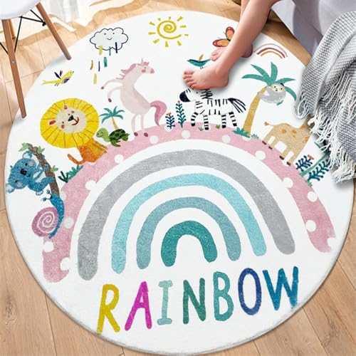 Generisch Teppich Rund,Löwe Tier Regenbogen Muster Modern,Blaugrün,ø 180 cm, Kurzflor Wohnzimmerteppich Anti-Rutsch Unterseite Modernes Design Schlafzimmerteppich, Generisch Teppich Rund,Löwe Tier Regenbogen Muster Modern,Blaugrün,ø 180 cm, Kurzflor Wohnzimmerteppich Anti-Rutsch Unterseite Modernes Design Schlafzimmerteppich, von Generisch