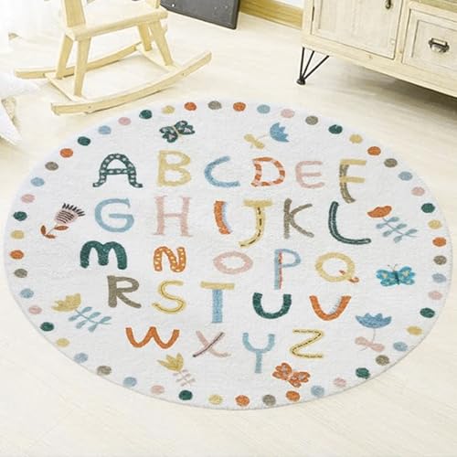 Generisch Teppich Rund,Mehrfarbiger Blumen- und Tieralphabetdruck, modern, Orange, ø 100 cm, Teppiche fürs Wohnzimmer Esszimmer Schlafzimmer Boden Sofa, Generisch Teppich Rund,Mehrfarbiger Blumen- und Tieralphabetdruck, modern, Orange, ø 100 cm, Teppiche fürs Wohnzimmer Esszimmer Schlafzimmer Boden Sofa, von Generisch