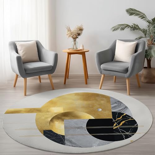 Generisch Teppich Rund 100 cm Moderner Schlichter Marmor, rutschfest Teppiche Wohnzimmer, Runder Waschbar Rund Teppiche Kurzflor, Weich Runder Teppich Grau Gold for Wohnzimmer Schlafzimmer Studie Generisch Teppich Rund 100 cm Moderner Schlichter Marmor, rutschfest Teppiche Wohnzimmer, Runder Waschbar Rund Teppiche Kurzflor, Weich Runder Teppich Grau Gold for Wohnzimmer Schlafzimmer Studie von Generisch