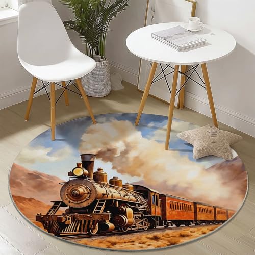 Generisch Teppich Rund 100 cm Vintage Wüste Zug Teppich Wohnzimmer Kurzflor, Teppiche Braun Waschbar Runder Teppiche for Wohnzimmer Schlafzimmer Studie Heimbüro Dekor Generisch Teppich Rund 100 cm Vintage Wüste Zug Teppich Wohnzimmer Kurzflor, Teppiche Braun Waschbar Runder Teppiche for Wohnzimmer Schlafzimmer Studie Heimbüro Dekor von Generisch