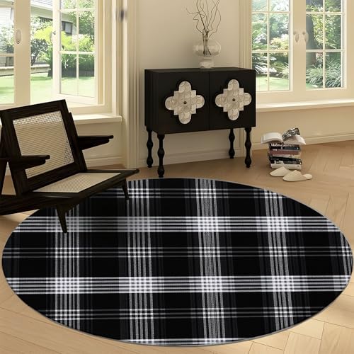 Generisch Teppich Rund 120 cm Karierte Streifen rutschfest Teppiche, Kurzflor Waschbar Runder Läufer - Weich Minimalistisches Design Wohnzimmerteppich for Schlafzimmer Studie Heimbüro Generisch Teppich Rund 120 cm Karierte Streifen rutschfest Teppiche, Kurzflor Waschbar Runder Läufer - Weich Minimalistisches Design Wohnzimmerteppich for Schlafzimmer Studie Heimbüro von Generisch