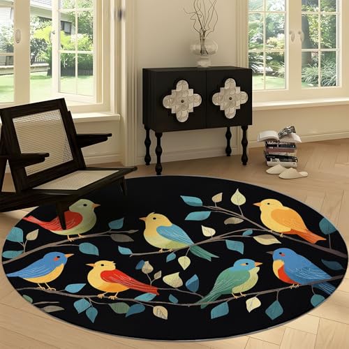 Generisch Teppich Rund 160 cm Vintage Vögel Zweige rutschfest Teppiche, Kurzflor Waschbar Runder Läufer - Weich Minimalismus Wohnzimmerteppich for Schlafzimmer Studie Heimbüro Generisch Teppich Rund 160 cm Vintage Vögel Zweige rutschfest Teppiche, Kurzflor Waschbar Runder Läufer - Weich Minimalismus Wohnzimmerteppich for Schlafzimmer Studie Heimbüro von Generisch