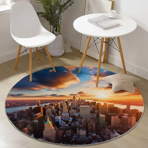 Generisch Teppich Rund 160 cm rutschfest Teppiche Wohnzimmer mit Moderne Stadt Muster, Teppiche Runder Kurzflor Waschbar Weich, Runder Teppich Orange for Schlafzimmer Studie Heimbüro Generisch Teppich Rund 160 cm rutschfest Teppiche Wohnzimmer mit Moderne Stadt Muster, Teppiche Runder Kurzflor Waschbar Weich, Runder Teppich Orange for Schlafzimmer Studie Heimbüro von Generisch