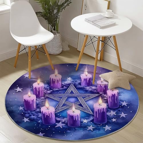 Generisch Teppich Rund 180 cm, Magie Fünfzackiger Stern Kerze Waschbar rutschfest Rund Teppiche Kurzflor Weich Runder Läufer Lila, for Wohnzimmer Schlafzimmer Studie Heimbüro Generisch Teppich Rund 180 cm, Magie Fünfzackiger Stern Kerze Waschbar rutschfest Rund Teppiche Kurzflor Weich Runder Läufer Lila, for Wohnzimmer Schlafzimmer Studie Heimbüro von Generisch