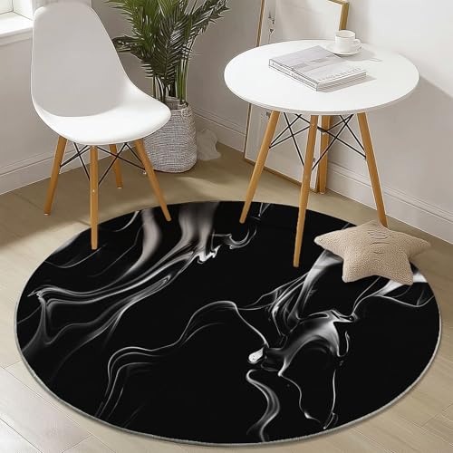 Generisch Teppich Runde 120 cm Abstrakt Flüssige Farbstruktur Waschbarer Rutschfester & Kurzflor Teppich für Wohnzimmer Schlafzimmer Esszimmer Korridor, Weich Flanell Runde Teppiche Schwarz Generisch Teppich Runde 120 cm Abstrakt Flüssige Farbstruktur Waschbarer Rutschfester & Kurzflor Teppich für Wohnzimmer Schlafzimmer Esszimmer Korridor, Weich Flanell Runde Teppiche Schwarz von Generisch