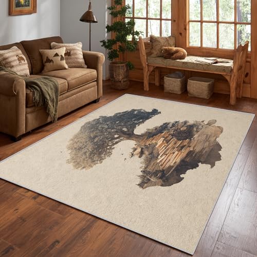 Generisch Teppich Rustikaler Baum, 120x170, Wohnzimmer Schlafzimmer, Baum des Lebens Motiv Design Zimmer Deko, Waschbar, rutschfest, Kurzflor, Weich A3981 Generisch Teppich Rustikaler Baum, 120x170, Wohnzimmer Schlafzimmer, Baum des Lebens Motiv Design Zimmer Deko, Waschbar, rutschfest, Kurzflor, Weich A3981 von Generisch